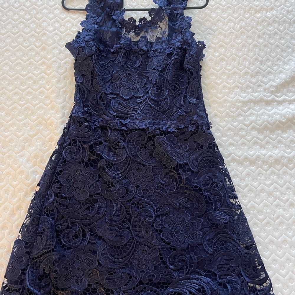 Elegant Navy Lace Dress